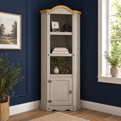 Corona corner bookcase - corner, grey