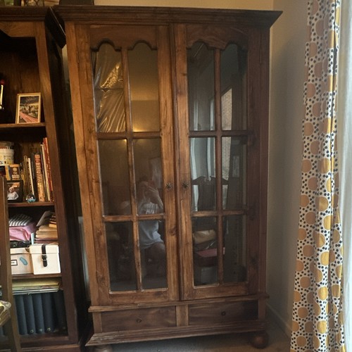 Wood glass display cabinet - glass,