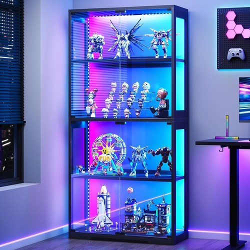 Glass display cabinet with rgb - display,