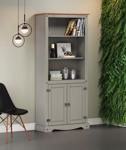 Corona bookcase grey wax - corona,