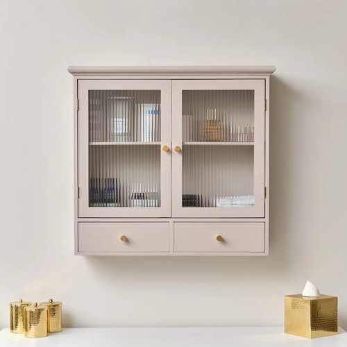 Pink reeded glass wall - reeded,