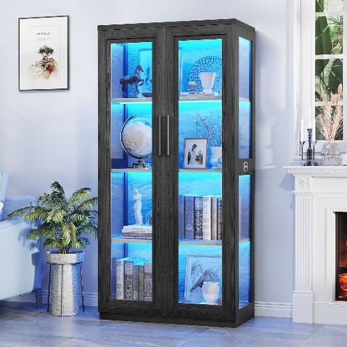 Tier curio cabinet with led - curio,