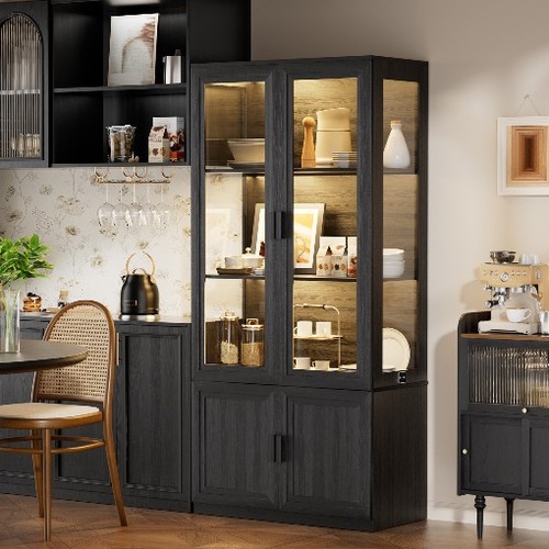 Farmhouse display cabinet with - farmhouse,