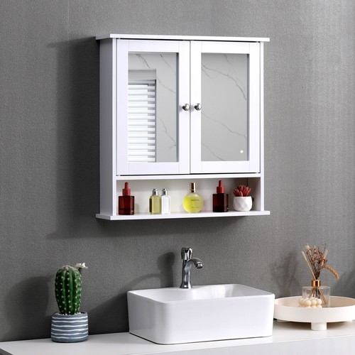 White bathroom mirror cabinet - white,