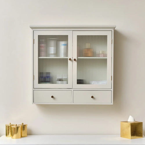 Pale taupe reeded glass wall - taupe,